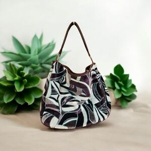 Stylish Abstract Pattern Brown Suede Satchel